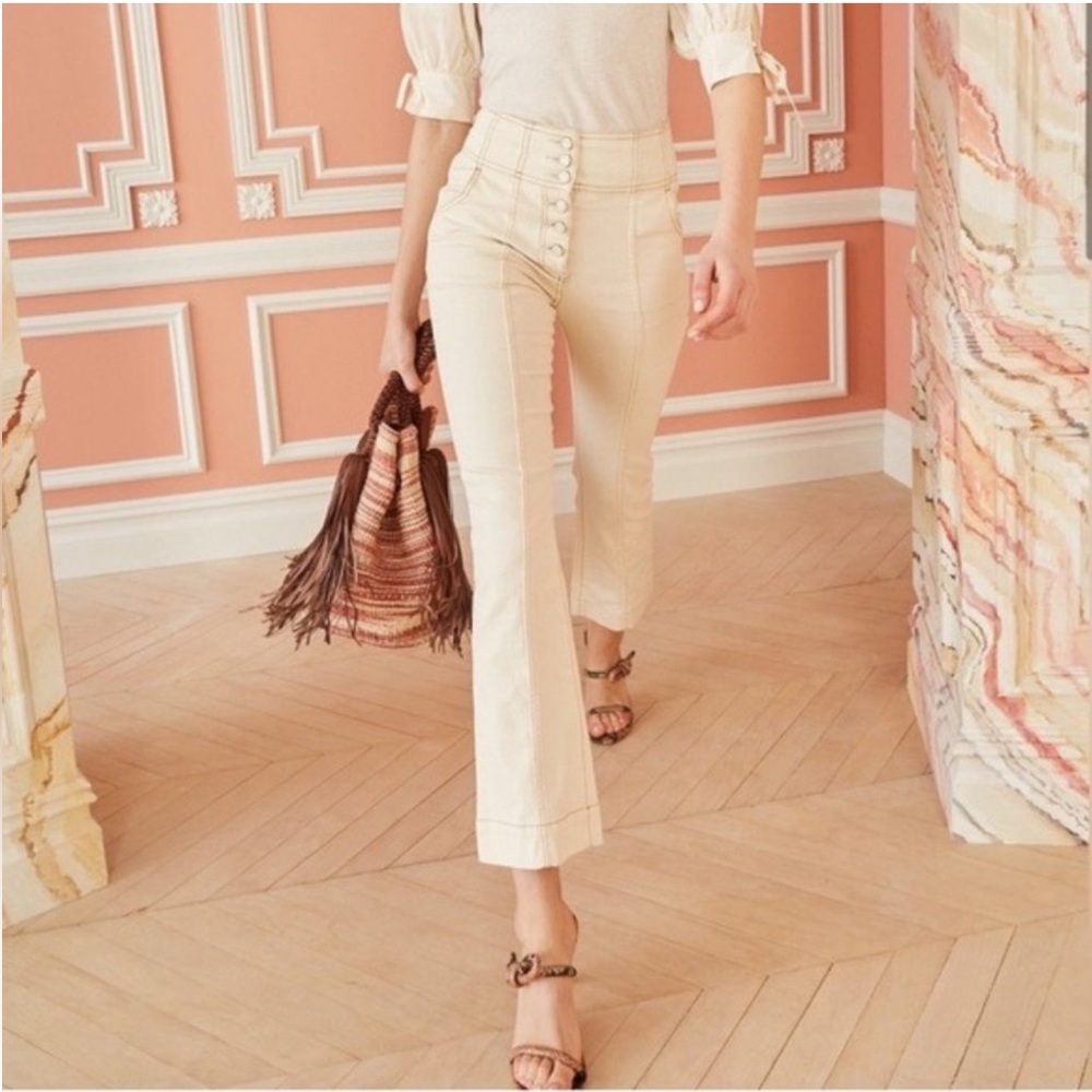 Ulla Johnson Ellis Jean Blanc cream button-front pants